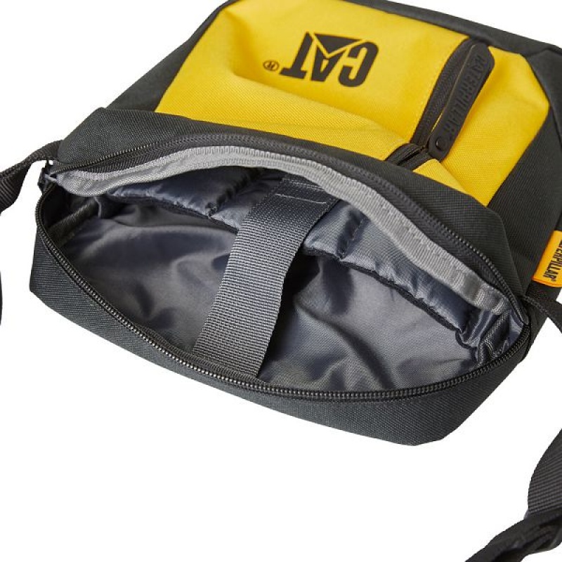 Black / Yellow Men's Caterpillar Shoulder Bags | 402387-KNP