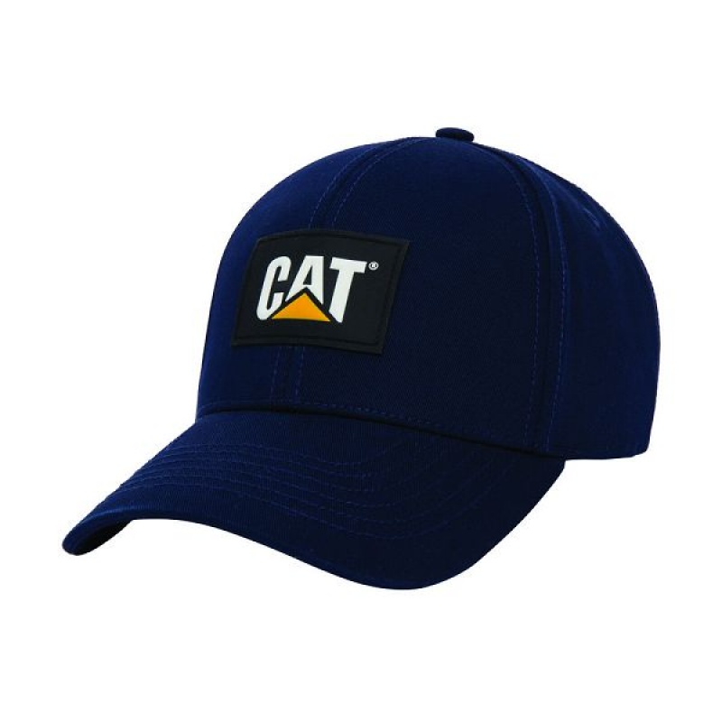 Blue Men\'s Caterpillar Cat Logo Silicone Patch Hats | 986432-ZDR