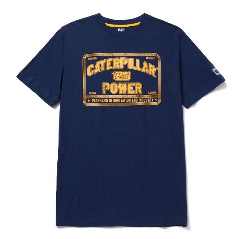 Blue Men\'s Caterpillar Caterpillar Power Tee T-Shirt | 197856-UPL