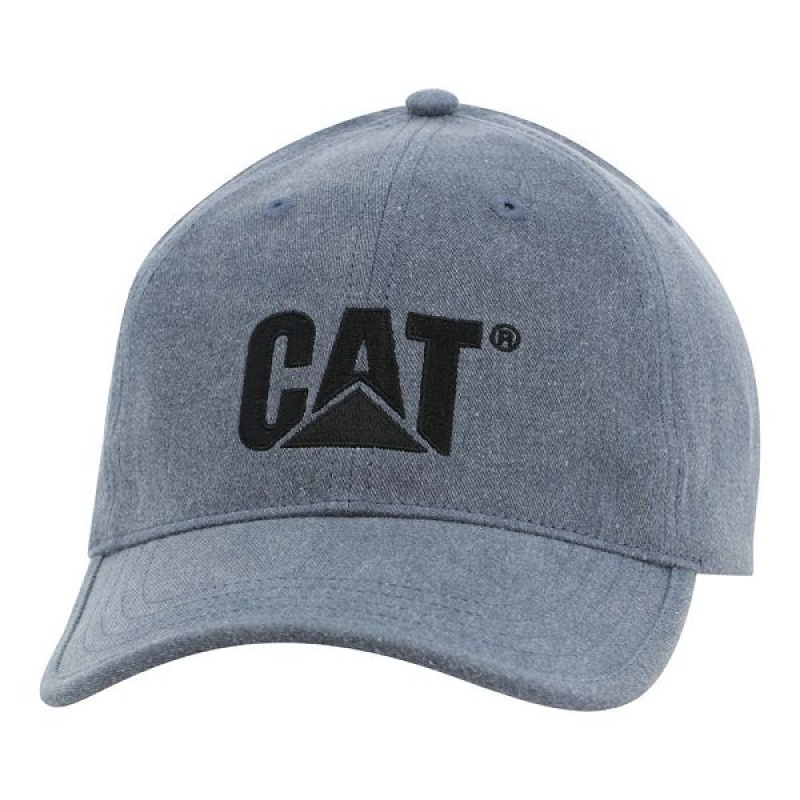 Blue / Black Men\'s Caterpillar Foundation Contrast Logo Hats | 031486-GCN