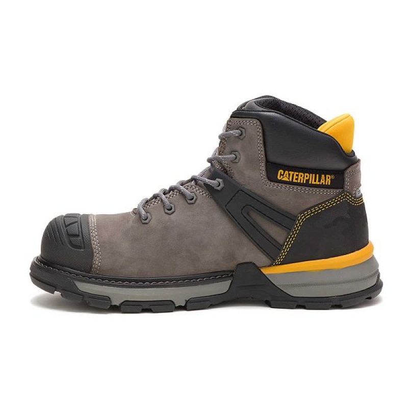 Blue / Grey Men's Caterpillar Excavator Superlite Waterproof Carbon Composite Toe Work Boots | 805713-MYB