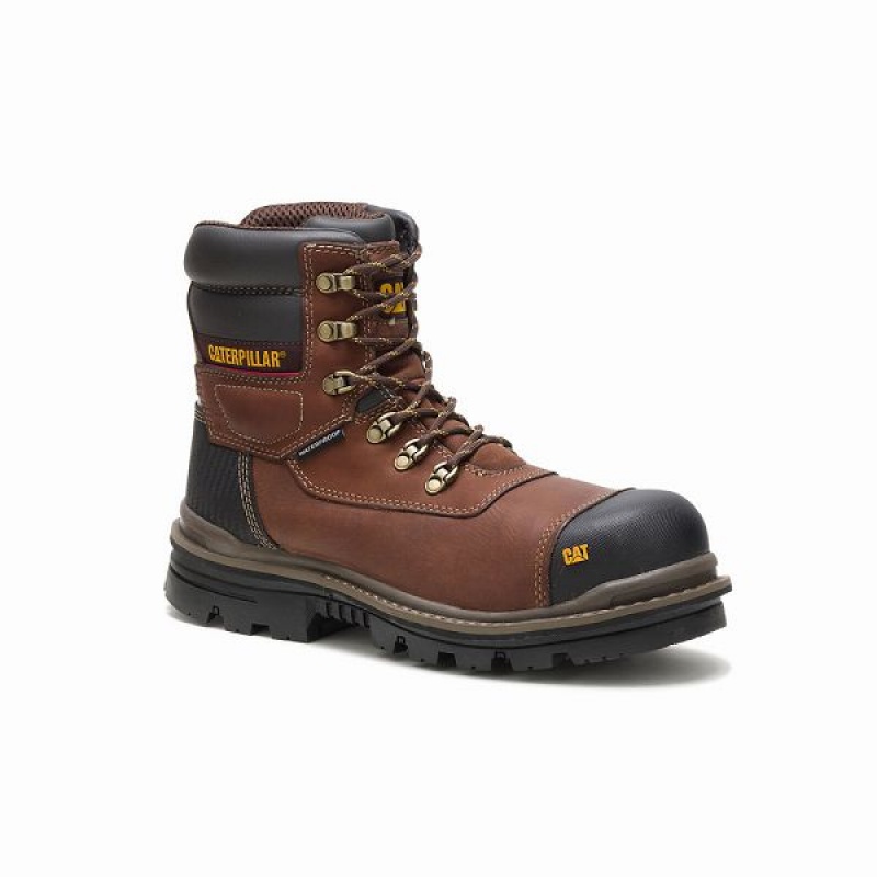 Brown Men's Caterpillar Adhesion Ice + Thinsulate Composite Toe Work Boots | 507864-RWS