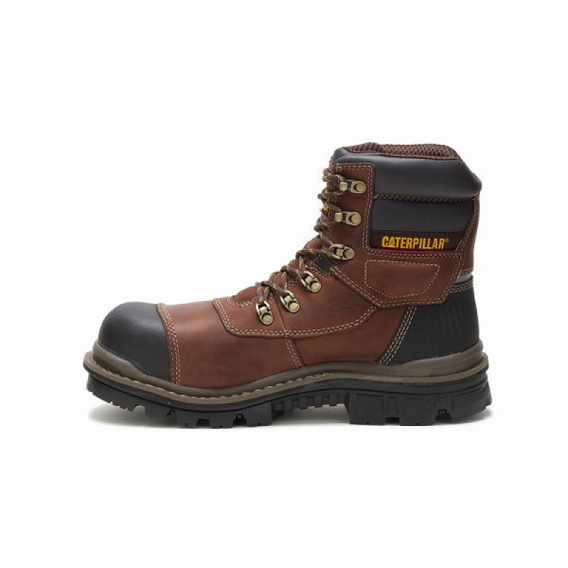 Brown Men's Caterpillar Adhesion Ice + Thinsulate Composite Toe Work Boots | 507864-RWS