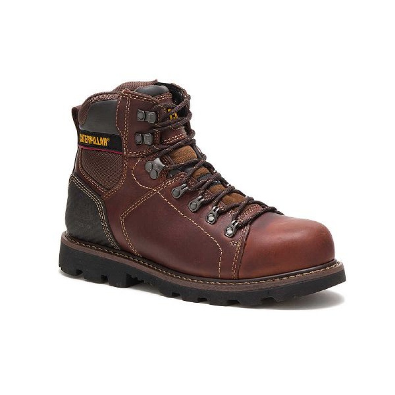 Brown Men's Caterpillar Alaska 2.0 Steel Toe Work Boots | 318275-NYK