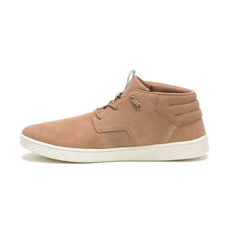 Brown Men's Caterpillar CODE Pause Mid Sneakers | 924503-HLR