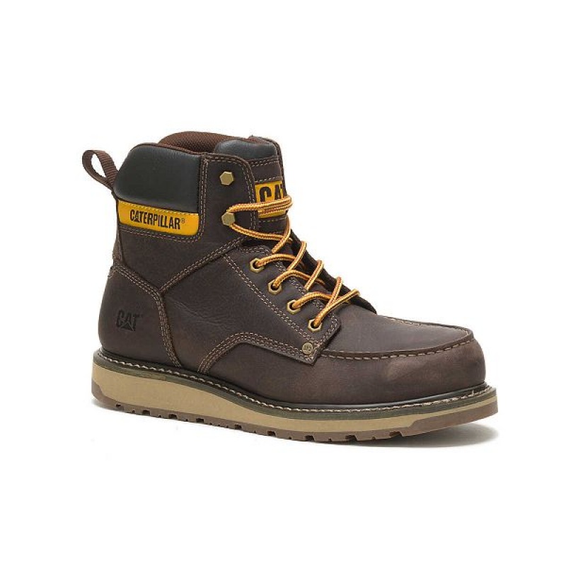 Brown Men's Caterpillar Calibrate Steel Toe Work Boots | 501283-NFE