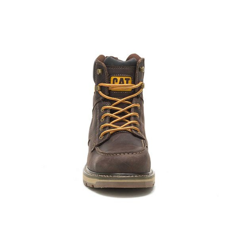 Brown Men's Caterpillar Calibrate Steel Toe Work Boots | 501283-NFE