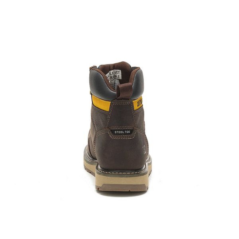 Brown Men's Caterpillar Calibrate Steel Toe Work Boots | 501283-NFE