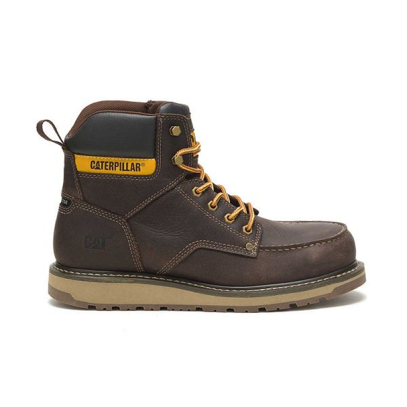 Brown Men\'s Caterpillar Calibrate Steel Toe Work Boots | 501283-NFE