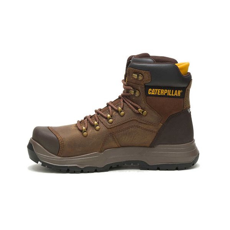 Brown Men's Caterpillar Diagnostic 2.0 Waterproof Steel Toe Work Boots | 621435-TGM