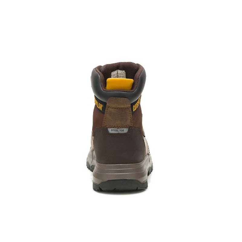 Brown Men's Caterpillar Diagnostic 2.0 Waterproof Steel Toe Work Boots | 621435-TGM