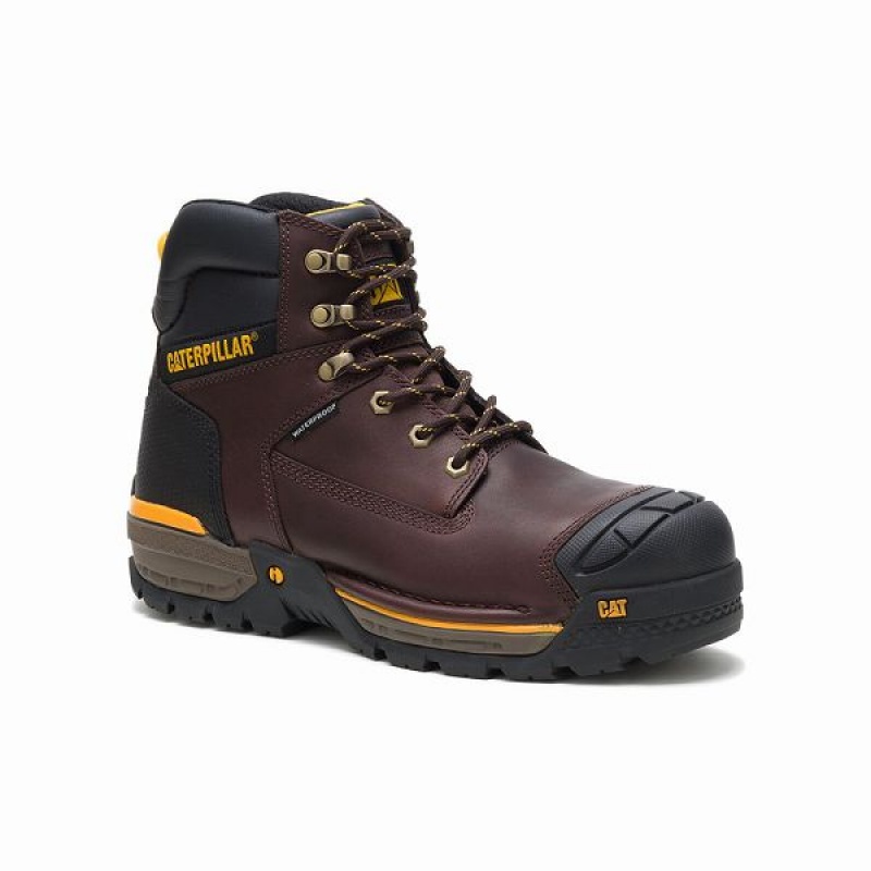 Brown Men's Caterpillar Excavator LT Composite Toe Work Boots | 615429-LWR