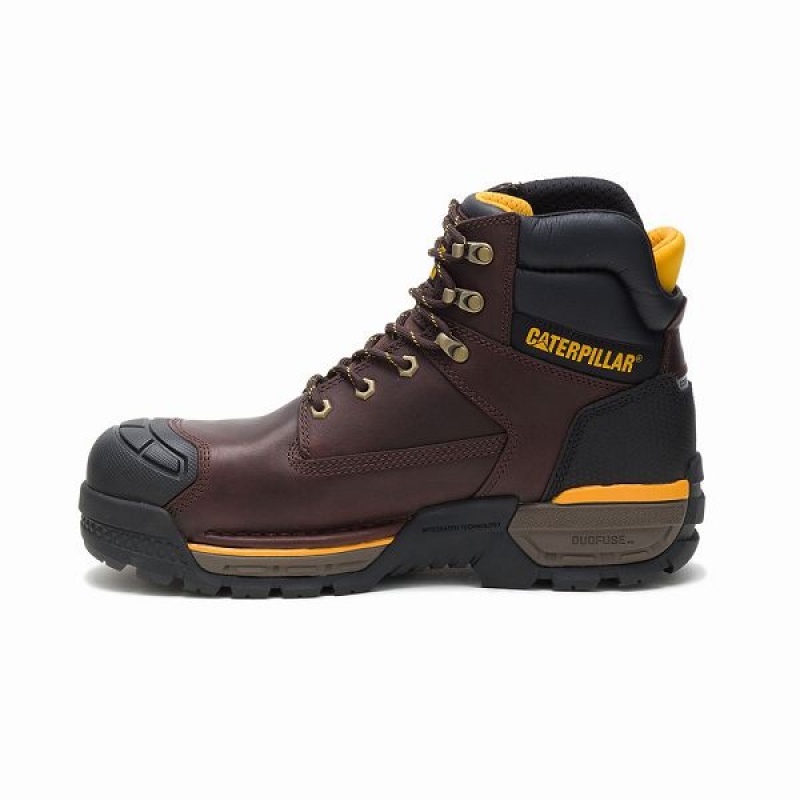 Brown Men's Caterpillar Excavator LT Composite Toe Work Boots | 615429-LWR