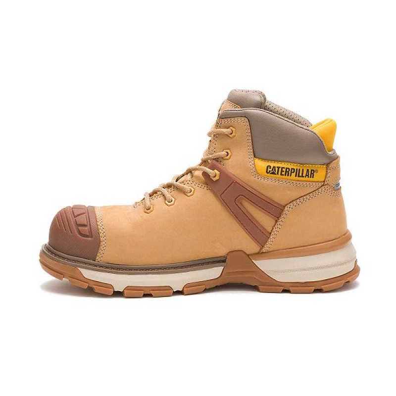 Brown Men's Caterpillar Excavator Superlite Waterproof Carbon Composite Toe Work Boots | 048213-EJU