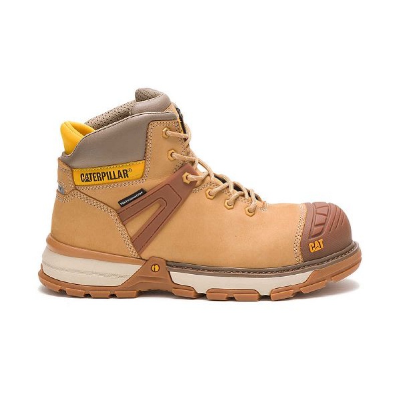 Brown Men\'s Caterpillar Excavator Superlite Waterproof Carbon Composite Toe Work Boots | 048213-EJU