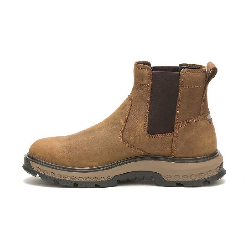 Brown Men's Caterpillar Exposition Chelsea Work Boots | 708356-QHL