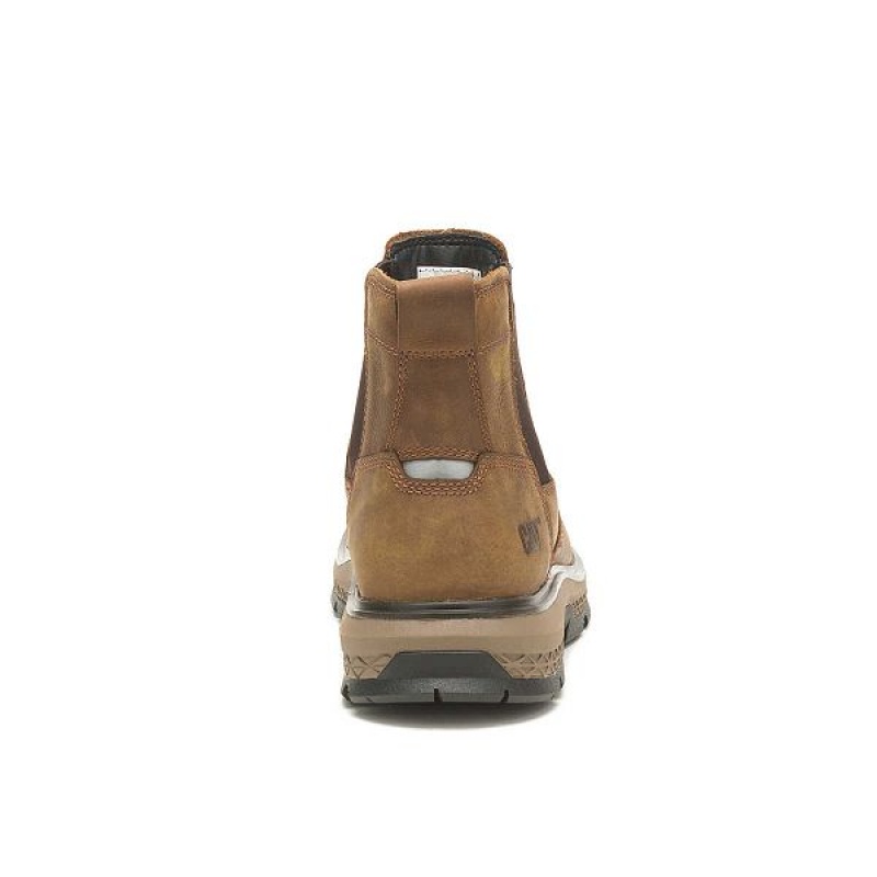 Brown Men's Caterpillar Exposition Chelsea Work Boots | 708356-QHL