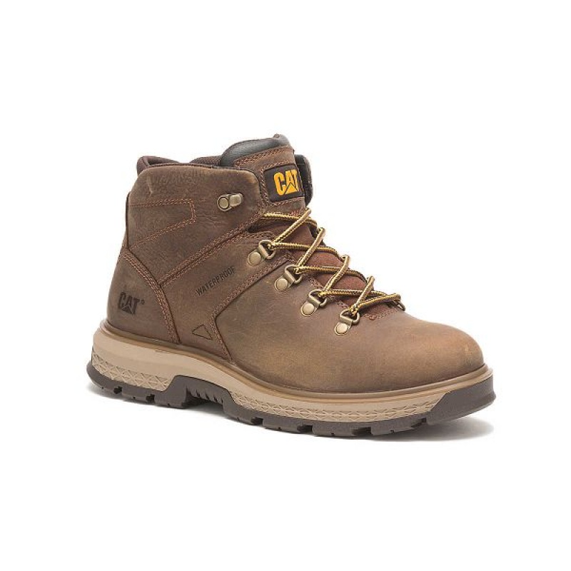 Brown Men's Caterpillar Exposition Hiker Waterproof Work Boots | 286097-GDM