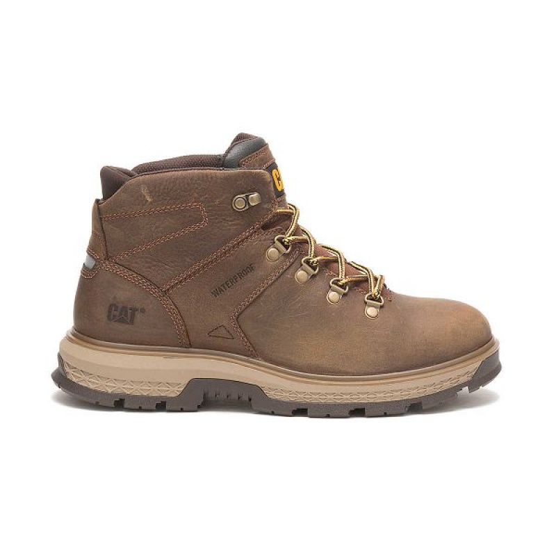 Brown Men\'s Caterpillar Exposition Hiker Waterproof Work Boots | 286097-GDM