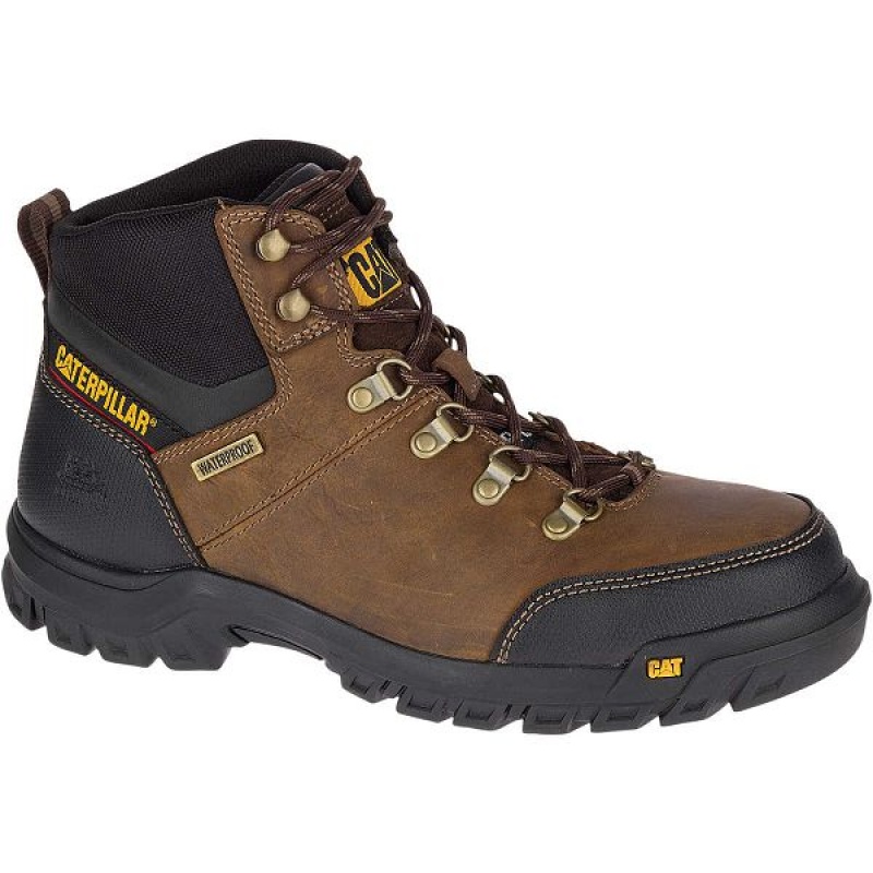 Brown Men's Caterpillar Framework S3 WR HRO SRA Steel Toe Work Boots | 971643-EUW