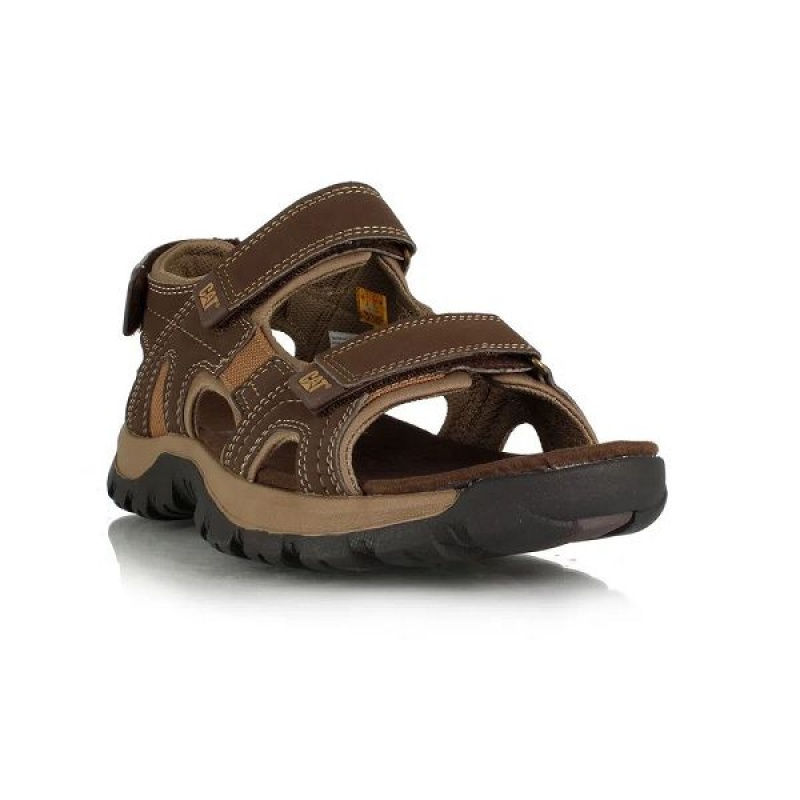 Brown Men\'s Caterpillar Giles Sandals | 498073-GCF