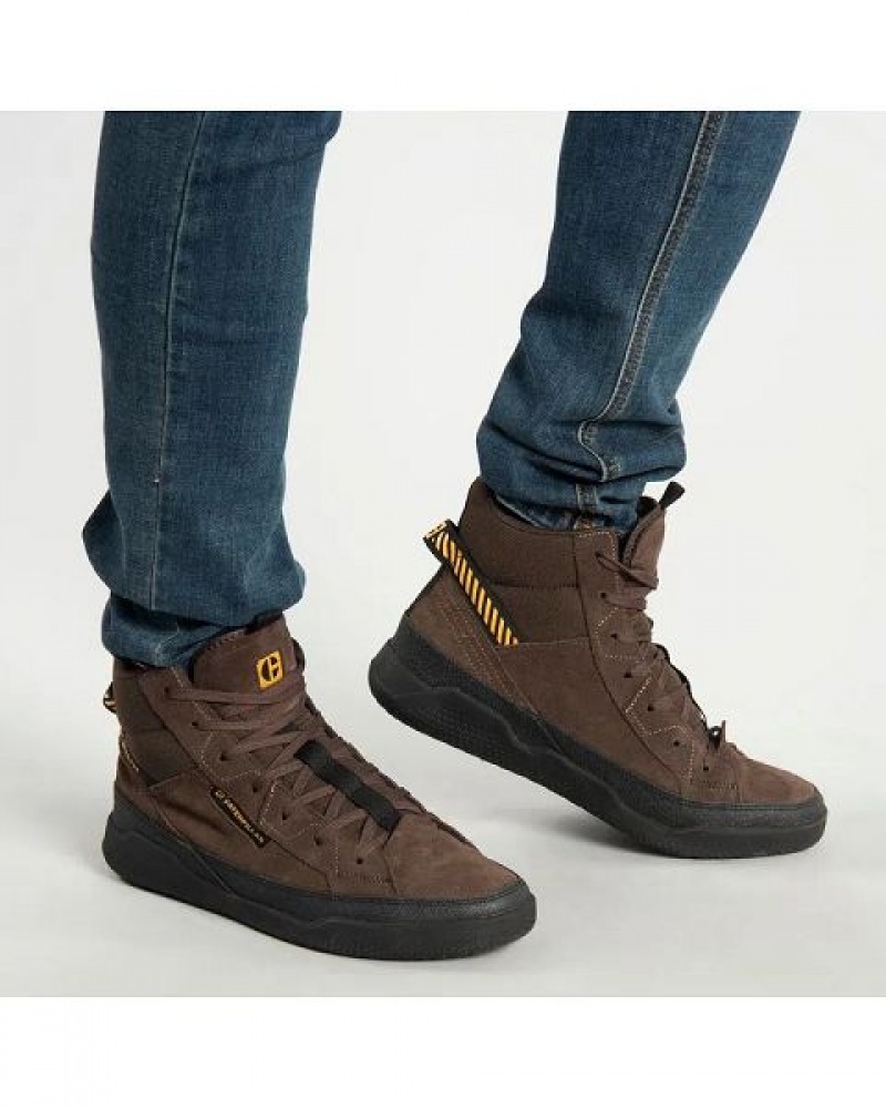 Brown Men's Caterpillar Hex Hi Utility Sneakers | 945873-PZW