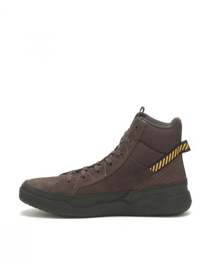 Brown Men's Caterpillar Hex Hi Utility Sneakers | 945873-PZW