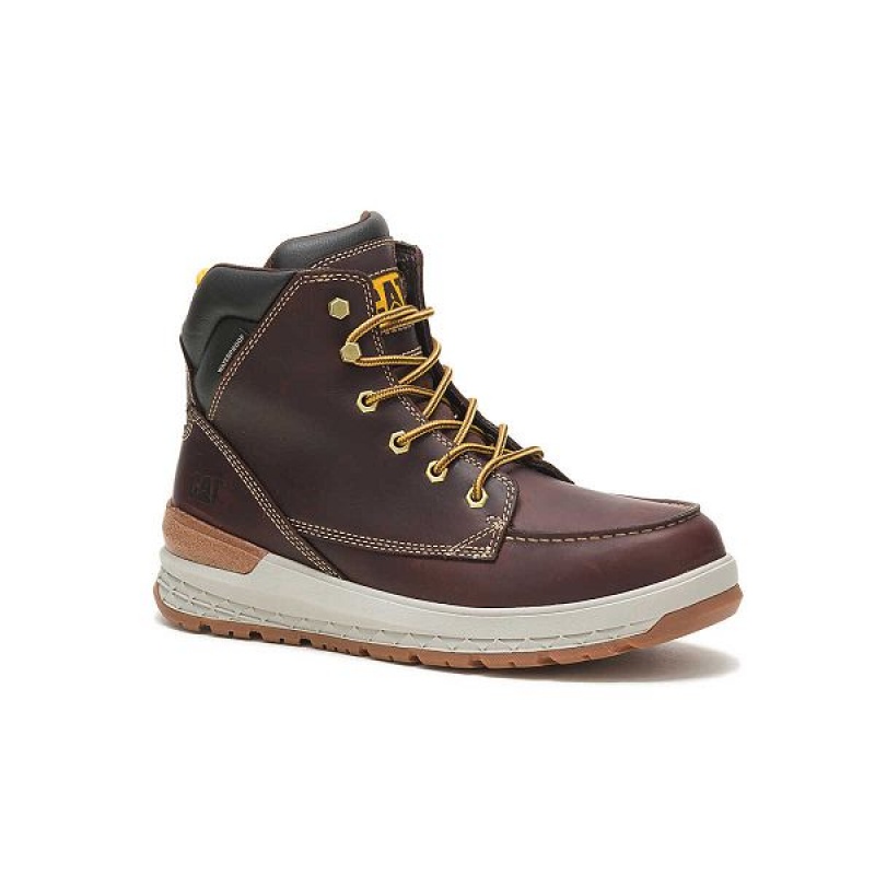 Brown Men's Caterpillar Impact Waterproof Work Boots | 895370-ITB