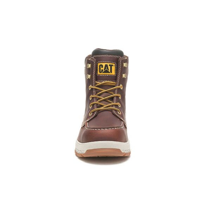 Brown Men's Caterpillar Impact Waterproof Carbon Composite Toe Work Boots | 657803-MKL