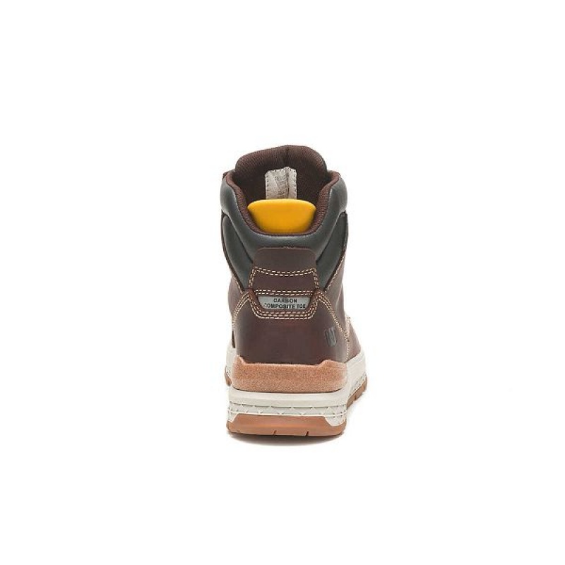 Brown Men's Caterpillar Impact Waterproof Carbon Composite Toe Work Boots | 657803-MKL