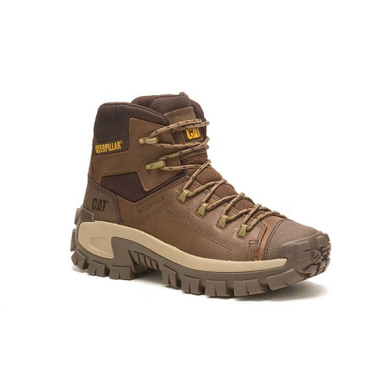 Brown Men's Caterpillar Invader Hiker Waterproof Work Boots | 782054-EGP