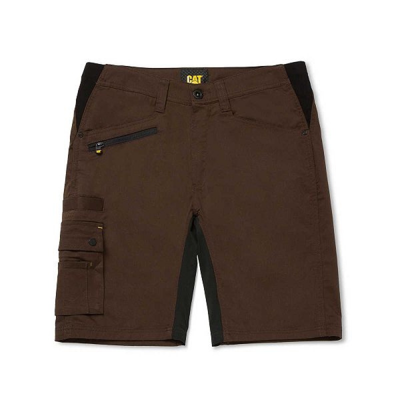 Brown Men's Caterpillar Operator Flex Shorts | 836059-ACX