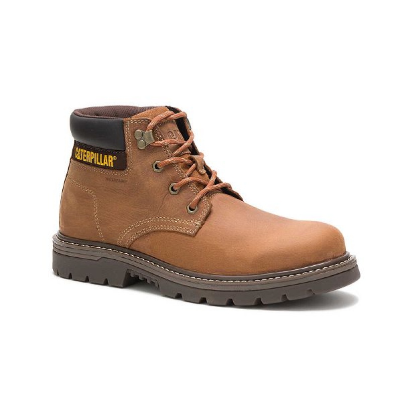 Brown Men's Caterpillar Outbase Waterproof Work Boots | 216340-XYR