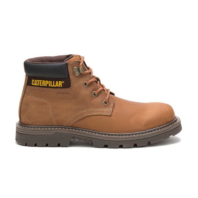 Brown Men\'s Caterpillar Outbase Waterproof Work Boots | 216340-XYR