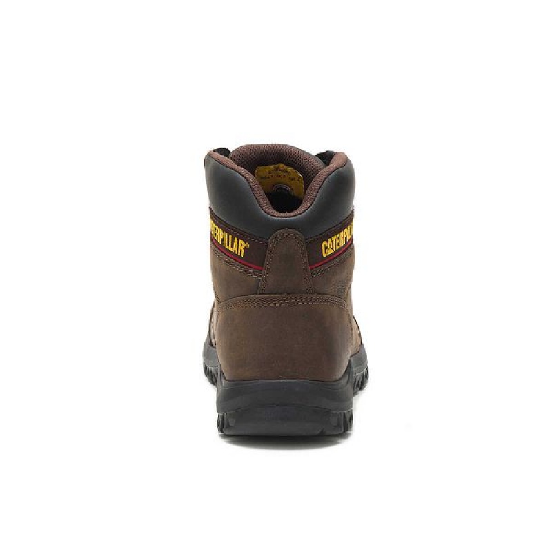 Brown Men's Caterpillar Outline Steel Toe Work Boots | 184920-CSX