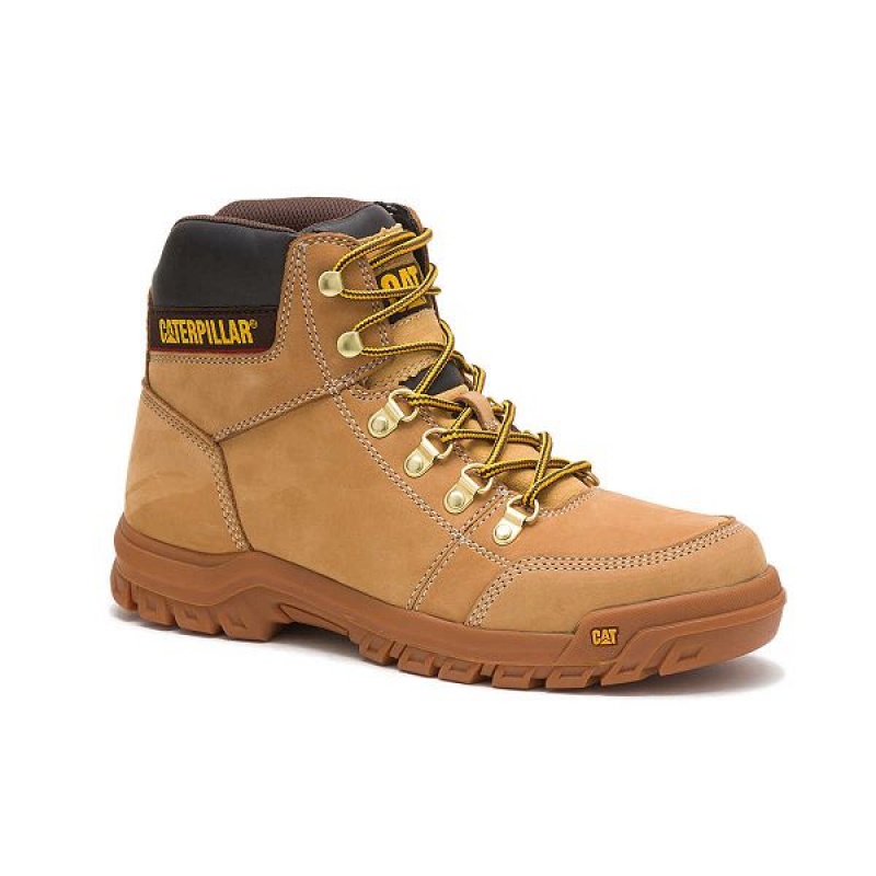 Brown Men's Caterpillar Outline Work Boots | 081237-QNG