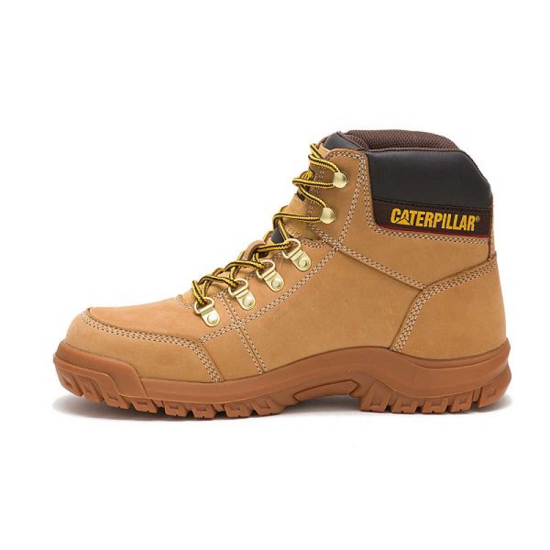 Brown Men's Caterpillar Outline Work Boots | 081237-QNG