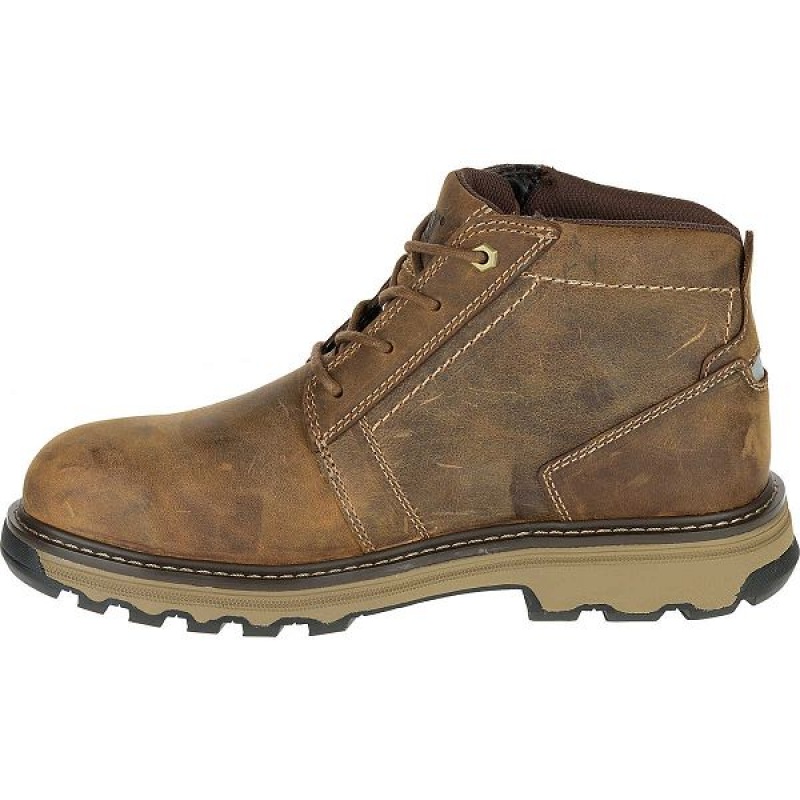 Brown Men's Caterpillar Parker Steel Toe S1P HRC SRA Work Boots | 398506-ULK