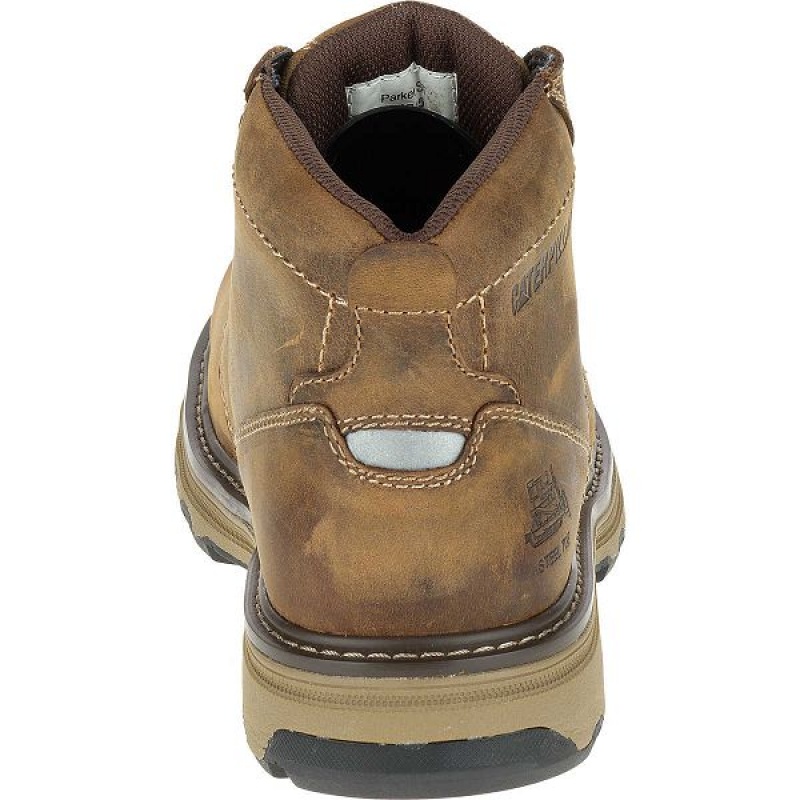 Brown Men's Caterpillar Parker Steel Toe S1P HRC SRA Work Boots | 398506-ULK