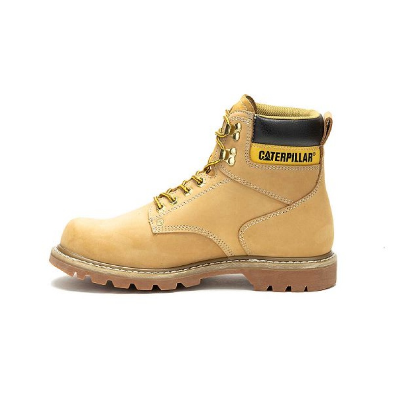 Brown Men's Caterpillar Second Shift Waterproof Work Boots | 938216-RNA