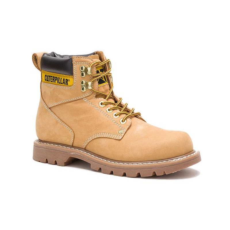 Brown Men's Caterpillar Second Shift Work Boots | 659134-QGY