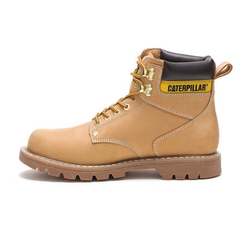 Brown Men's Caterpillar Second Shift Work Boots | 659134-QGY