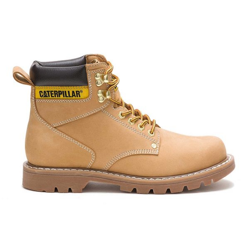 Brown Men\'s Caterpillar Second Shift Work Boots | 659134-QGY