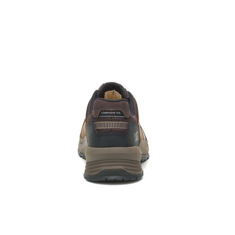 Brown Men's Caterpillar Streamline 2.0 Leather Composite Toe Work Shoes | 843172-MCB