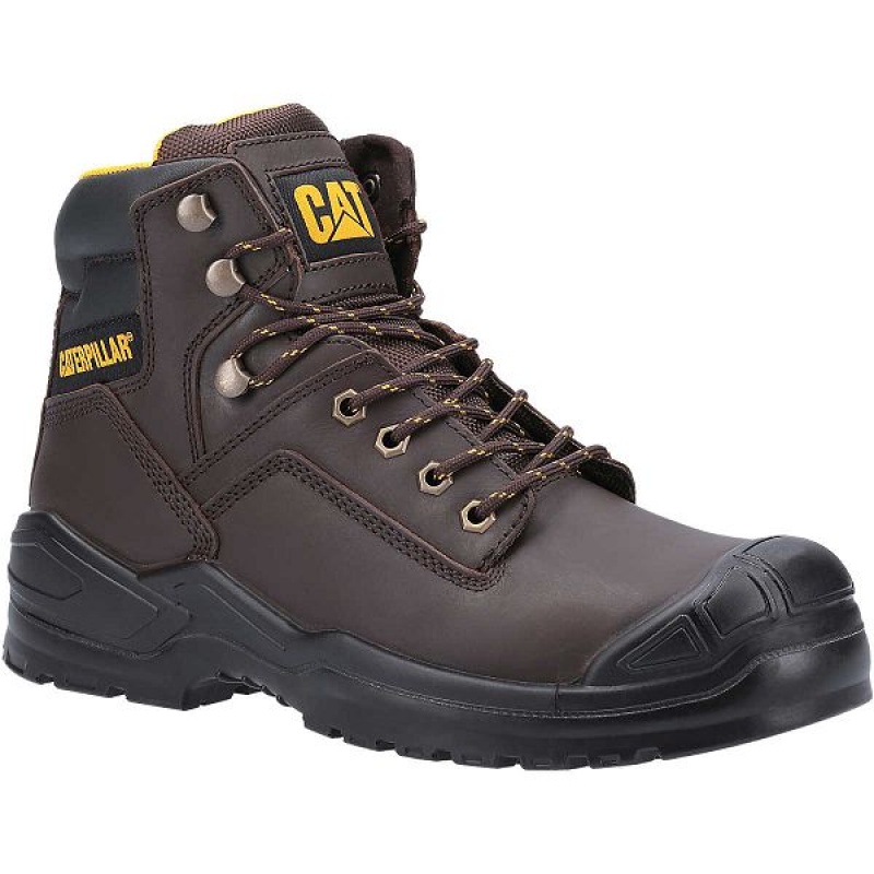 Brown Men's Caterpillar Striver Bump Steel Toe S3 SRC Work Boots | 876042-VLU