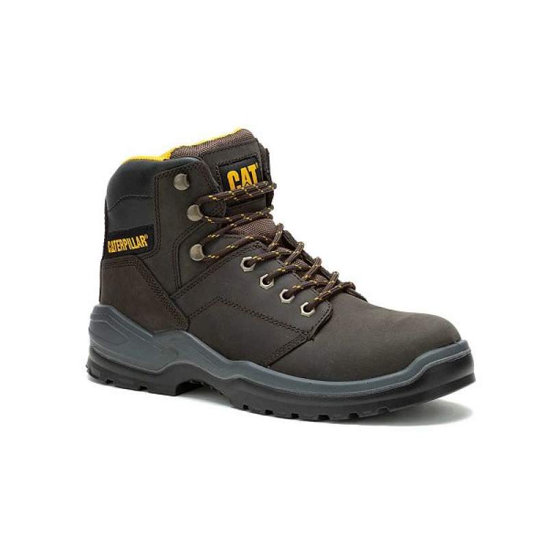 Brown Men's Caterpillar Striver Steel Toe Work Boots | 312658-PIR