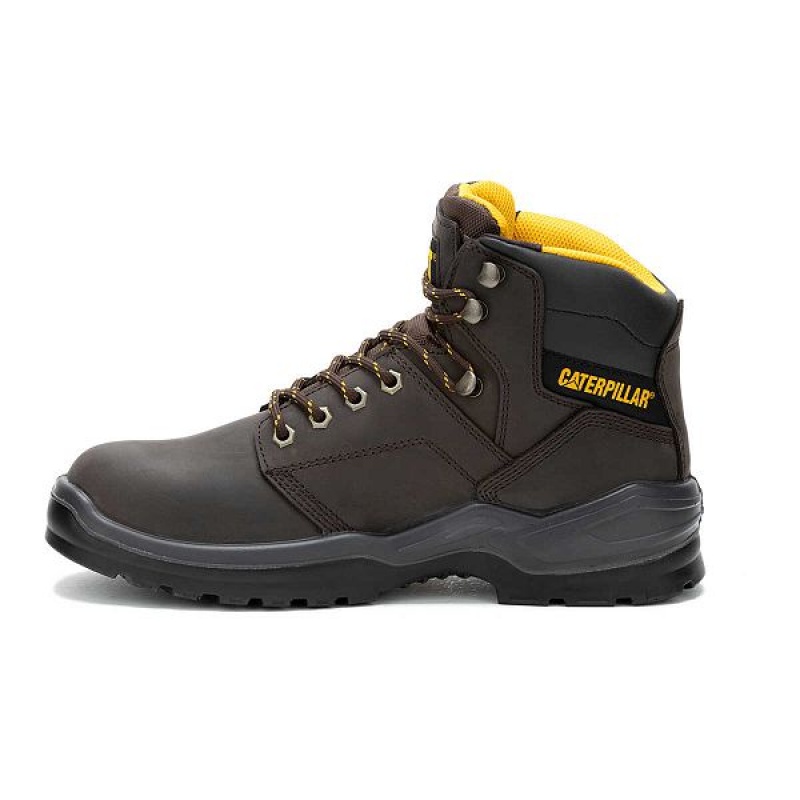 Brown Men's Caterpillar Striver Waterproof Steel Toe Work Boots | 647853-LWF