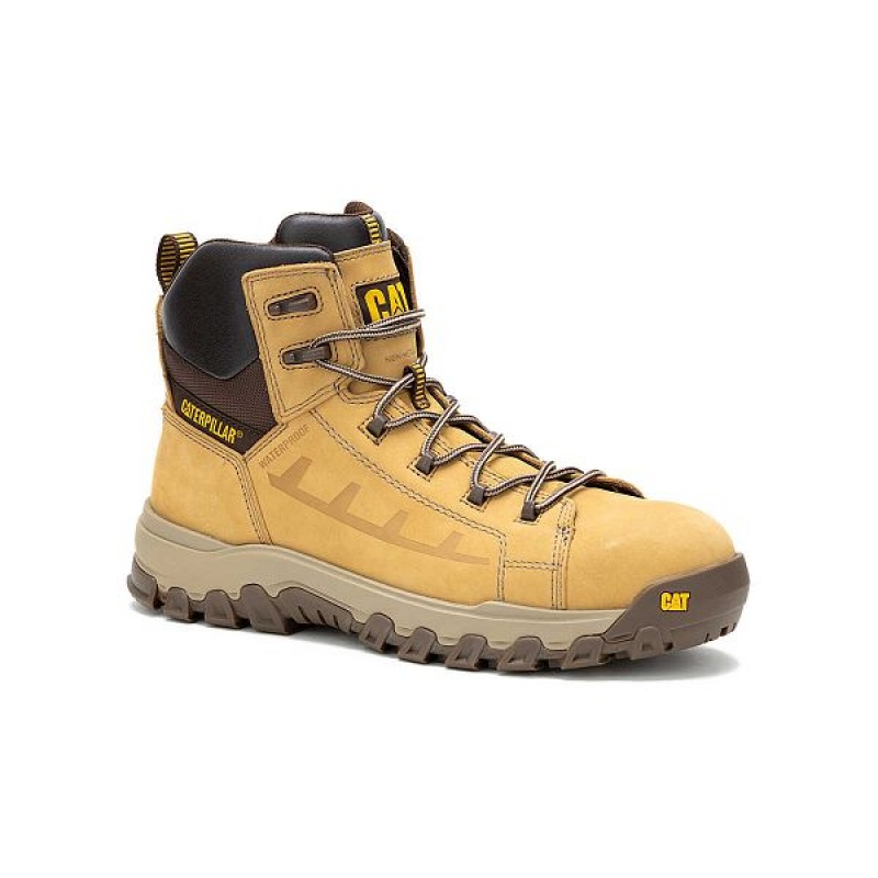 Brown Men's Caterpillar Threshold Rebound Waterproof Composite Toe Work Boots | 081765-STX