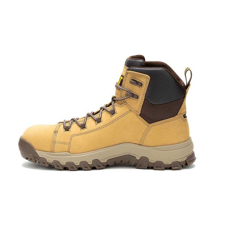 Brown Men's Caterpillar Threshold Rebound Waterproof Composite Toe Work Boots | 081765-STX