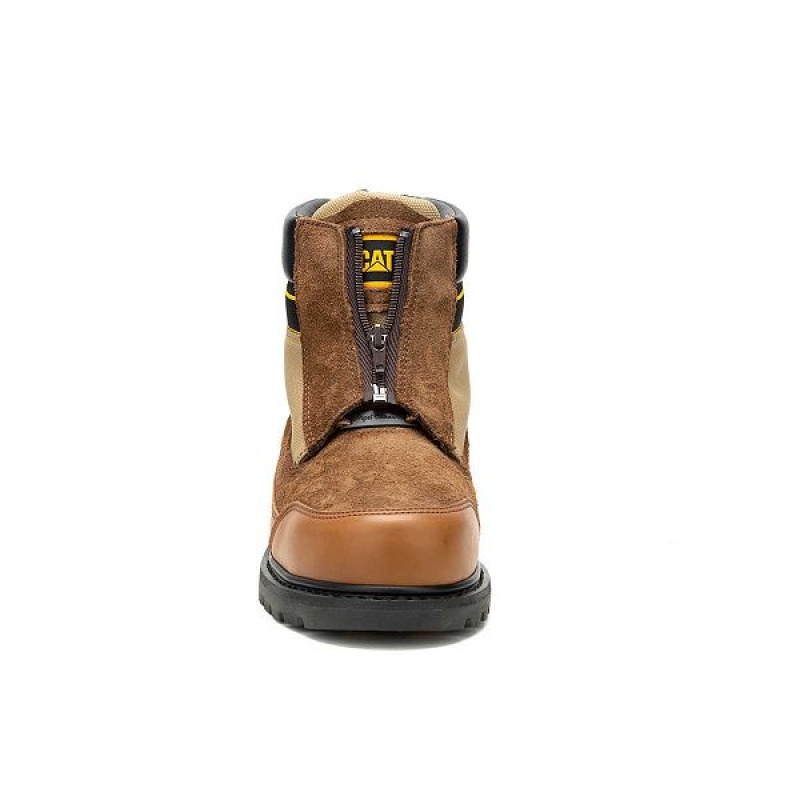 Brown Men's Caterpillar Utah Zip Boots | 197608-EOR